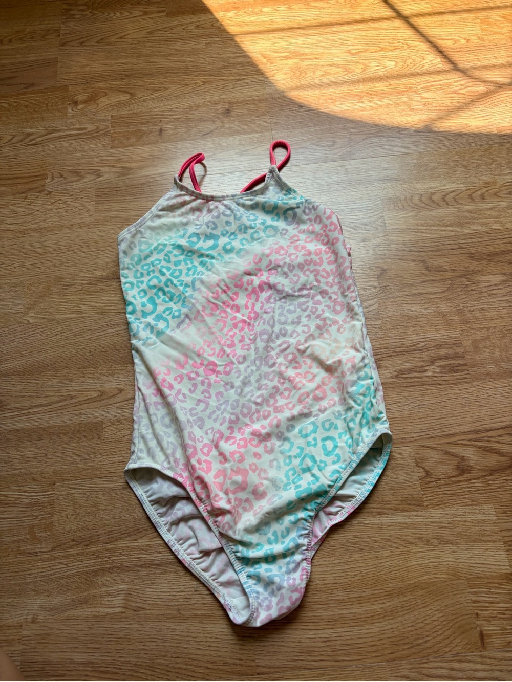 Place Pastel Leopard One-Piece Swimsuit with Hot Pink Trim